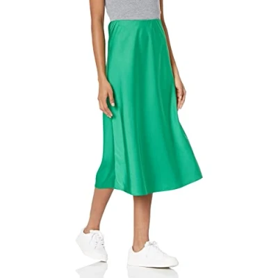 Abbildung von The Drop Damen Maya Rock, seidiger Slip Skirt Stil, Smaragdgrün, 3X