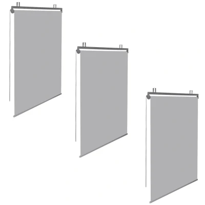 Abbildung von IDMarket Set mit 3 Rollos, L 124 x H 225 cm, für Pergola, Hellgrau