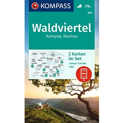 Abbildung von KOMPASS Wanderkarten Set 203 Waldviertel, Kamptal, Wachau (2 Karten) 1:50.000: inklusive Karte zur offline Verwendung in der App. Fahrradfahren.