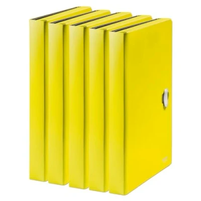 Abbildung von Leitz Recycle Projektmappe A4, 5er Pack, Für 250 Blatt, Hochwertige Dokumentenablage sortiert nach A Z, Kunststoff, 100 % recyclebar, CO2 kompensiert, Umweltfreundlich, Serie, Gelb, 46240015