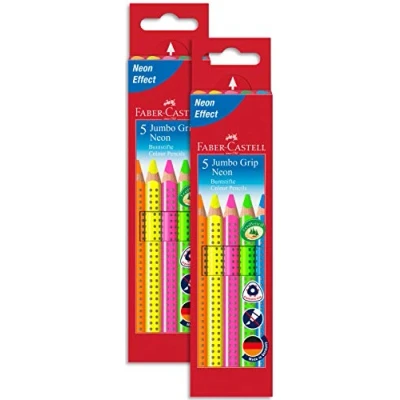 Abbildung von Faber Castell Buntstift Jumbo Grip Neon, (5 tlg), mit rutschfester Soft Zone