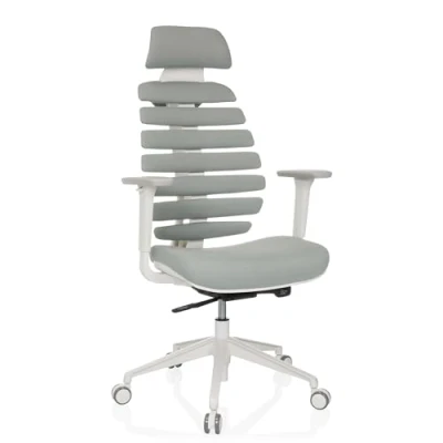 Abbildung von hjh OFFICE Profi Bürostuhl Ergo LINE W Drehstuhl mit ergonomisch geformter Rückenlehne inkl. Lordosenstütze, Hellgrau