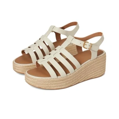 Abbildung von Fitflop Damen Platfforms Espadr. Leather Fisherman Wedge Sandals Keilsandale, beige, 41 EU