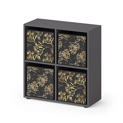 Abbildung von Vicco Raumteiler Tetra, Schwarz, 72 x 72.6 cm mit 4 Faltboxen opt.1
