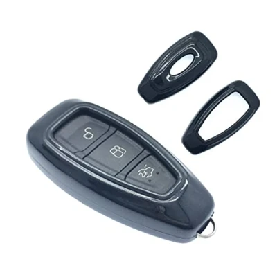 Abbildung von Protex Schutzhülle für Funkschlüsselanhänger / 3 Knopf Fernbedienung Ford S Max B C Focus Mondeo Kuga Fiesta Fusion ST, hochwertiger ABS Hartkunststoff, glänzend, Schwarz