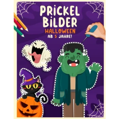 Abbildung von Prickelbilder Halloween ab 5 Jahre: Bastelbuch Prickeln, Malen und Ausschneiden! XXL Basteln Prickelset für Kinder 3 6 Jahren I Prickel Block Mädchen Jungen