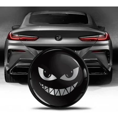 Abbildung von Biomar Labs Kompatibel mit BMW Emblem 51148219237 Kofferraum Abzeichen 74mm Gruseliges Lächeln Schwarz EZ 31