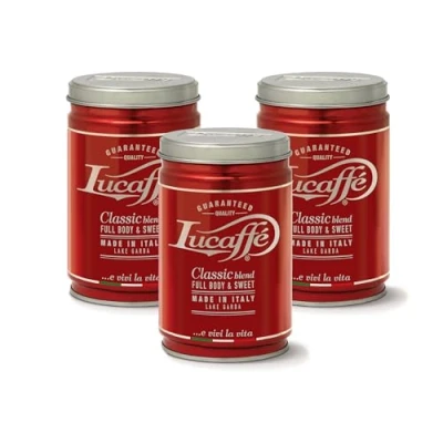 Abbildung von Lucaffé, Classic, Kaffeepulver, Premium Mischung Arabica und Robusta Nuancen, Röst Aroma, Haselnuss Noten, 3 x 250 g Stahldose