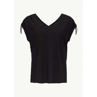 Abbildung von s.Oliver MET EEN Vhals Tshirt print, Damen, Größe: 34, Schwarz