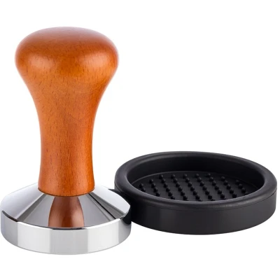 Abbildung von Buddy&#039;s Tamper Bar Barista Edition, Premium, Kaffee Verdichter, rostfreier Edelstahl, Holzgriff