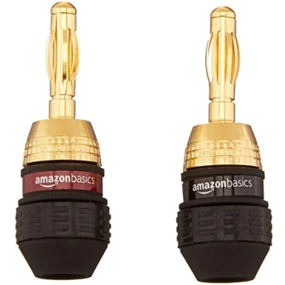 Abbildung von Amazon Basics Bananenstecker Riegel, 6 Paar (12 Stück), Lautsprecher, Gold
