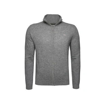 Abbildung von GANT Herren Extrafine Lambswool Zip Cardigan Strickjacke, Dark Grey Melange, L