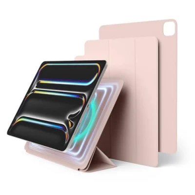 Abbildung von elago Magnetic Folio Case für iPad Pro 13 Zoll Cover (M4) Rückwand kann an Metallmaterialien befestigt Werden, Wake/Sleep Funktion, Kompatibel mit Apple Pencil 2 (Sandrosa)