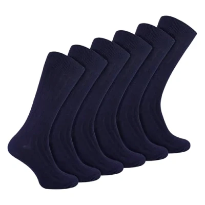 Abbildung von Sock Snob 6er Pack Herren Socken Gerippt Baumwolle Atmungsaktiv mit Komfortbund (39 45, Marine)