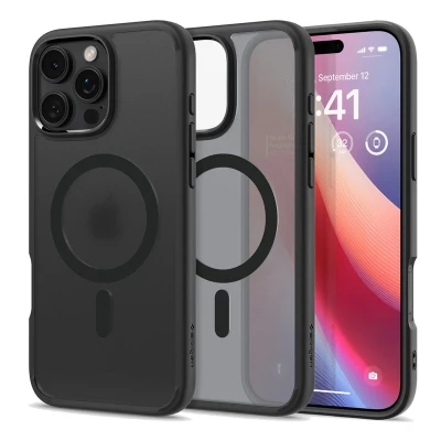 Abbildung von Spigen für iPhone 16 Pro Max Hülle [Verbesserte Magnestärke] Ultra Hybrid MagFit Case Handyhülle Kompatibel mit MagSafe Frost Black