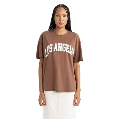 Abbildung von DeFacto Women&#039;s B0661AX T Shirt, Brown, Small