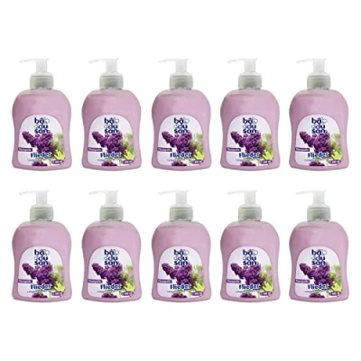 Abbildung von 10er Pack badusan Flüssigseife Flieder 10 x 300 ml langanhaltende Frische Seife Handlotion Seifenspender Handseife flüssige
