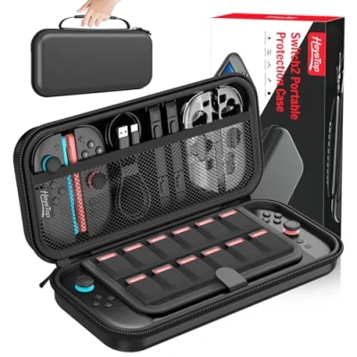 Abbildung von HEYSTOP Switch 2 Tasche Kompatibel mit Nintendo Konsolenzubehör, Neuestes Modell 2025, Tragetasche Hülle Protective Carrying Case für Weichem Innenfutter und Netzfach