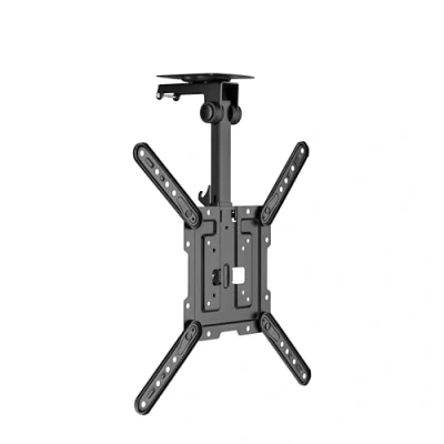 Abbildung von PureMounts TV Deckenhalterung für Fernseher, geeignet 23 55 Zoll, klappbar, höhenverstellbar, schwenkbar, neigbar, bis VESA 400x400, schwarz