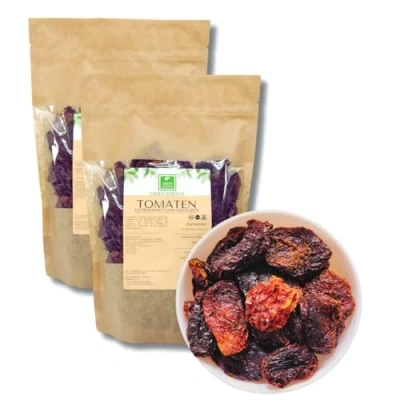 Abbildung von Getrocknete Tomaten mit Salz 1kg (2x500g) von der Grünen Essenz 100% natürliche Meersalz verfeinert ungeschwefelt vegan naturbelassen (1000 Gramm)