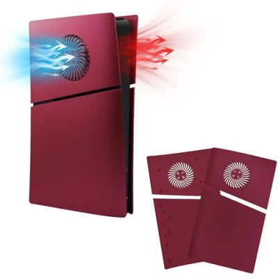 Abbildung von Mcbazel PS5 Slim Frontplattenersatz Faceplates Dauerhafte ABS Schutzersatzabdeckung mit Kühlungsventilzubehör für Playstation 5 Digital Edition rot