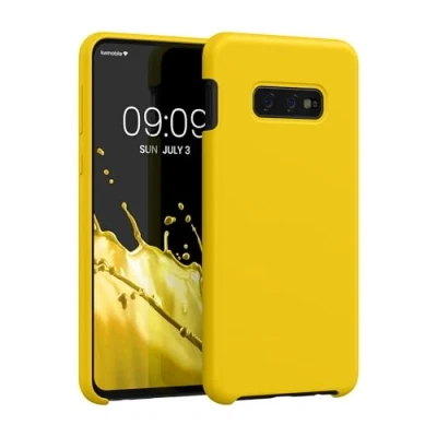 Abbildung von kwmobile Hülle kompatibel mit Samsung Galaxy S10e Silikon Handy Case Handyhülle weiche Oberfläche kabelloses Laden Strahlend Gelb
