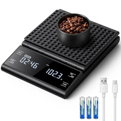 Abbildung von BKXCHA Digital Kaffeewaage mit Timer, wiederaufladbare Espresso Waage 5 kg/0,1 g Präzisionswaage für und Pour Over, Küchenwaage digitale Premium LCD Display automatischer Schmuck