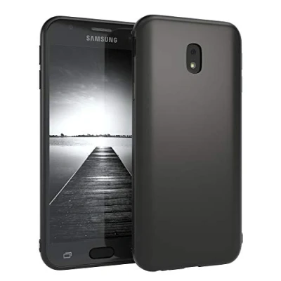 Abbildung von EAZY CASE Handyhülle Silikon mit Kameraschutz kompatibel Samsung Galaxy J3 (2017) in schwarz matt, Ultra dünn, Slimcover, Silikonhülle, Hülle, Softcase, Backcover