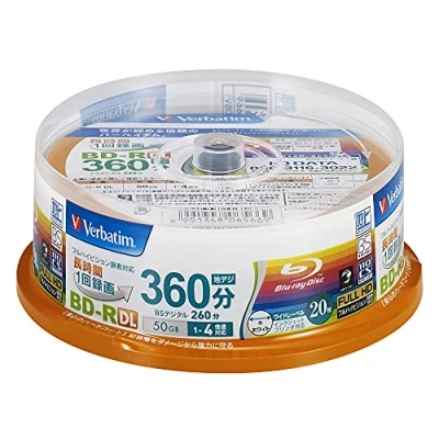 Abbildung von Verbatim Blu ray Disc 20 Spindle 50 GB 4X BD R DL für Video Wide Printable