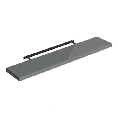 Abbildung von WOLTU Wandregal grau, Regal Wand, Schweberegal, Regalbrett, Wandboard, mit Metallhalterung, unsichtbare Montage, für Küche Badezimmer Wohnzimmer Schlafzimmer, aus MDF, 120x22,9x3,8 cm