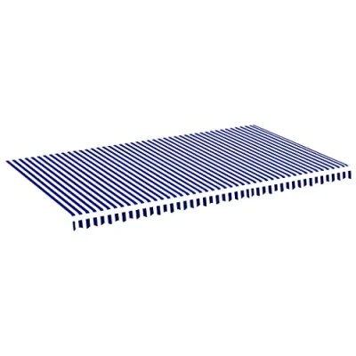 Abbildung von vidaXL Markisenbespannung Wasserabweisend Markisestoff Markisentuch Ersatzstoff mit Volant Markisevolant für Markise Blau Weiß 6x3,5m
