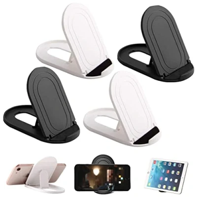 Abbildung von Morices Faltbarer Handy Ständer, ovale Form, Multi Winkel, Universal Taschen Handyhalter, tragbar, verstellbar, kompatibel mit Tablets, Smartphones, Kindle (schwarz und weiß), 4 Stück