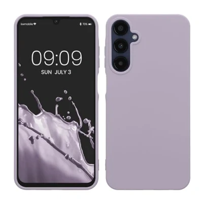 Abbildung von kwmobile Hülle kompatibel mit Samsung Galaxy A25 weiches TPU Silikon Case Cover geeignet für kabelloses Laden Lavendel