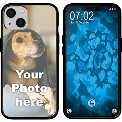 Abbildung von PhoneNatic Case kompatibel mit iPhone 13 Personalisierte Handyhülle schwarz zum selbst gestalten eigenem Foto