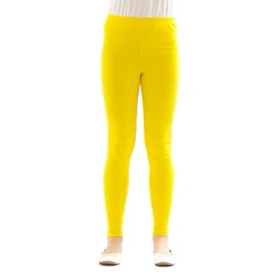 Abbildung von YESET Leggings Hose Kinder Thermo Fleece lang Gamaschen gelb 110 mit elastischem eingenähten Bund