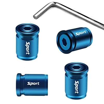 Abbildung von Ventilkappen für Reifen, Diebstahlschutz, universal, Auto, Motorrad, Fahrrad, Ventilkappen, Staubschutzkappen (kugelförmig/blau), 4 Stück