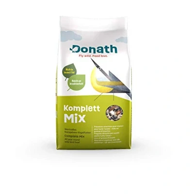 Abbildung von Donath Komplett Mix 9kg reich an hochwertigem Insektenfett die ausgewogene Mischung wertvolles Ganzjahres Wildvogelfutter aus unserer Manufaktur in Süddeutschland