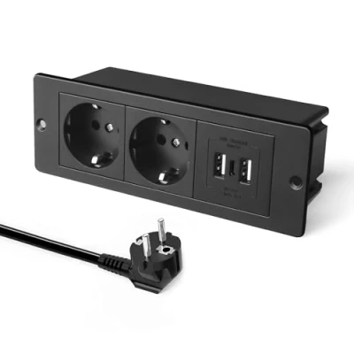 Abbildung von JACEPFY Versenkbare Steckdose 2 Fach Einbausteckdose mit USB A Port 1 C Ladeanschluss Tischsteckdose Steckdosenleiste für Arbeitsplatte in Küche Büro