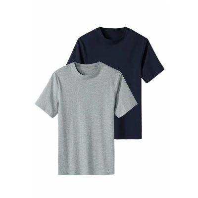 Abbildung von Bench 2 PACK Nachtwäsche Shirt, Herren, Größe: Small, Grau meliert/navy