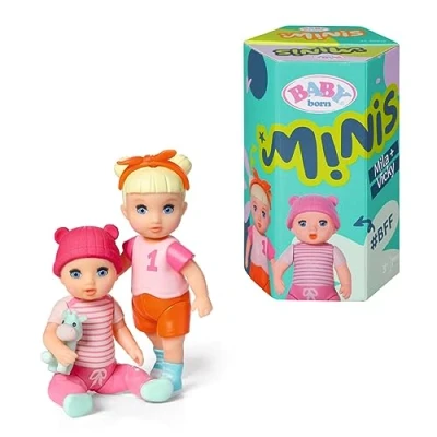 Abbildung von BABY born Minis Doppelpack mit Puppen Vicky und Mila Farbwechseleffekt, Stickerbogen Accessoires, 906071 Zapf Creation