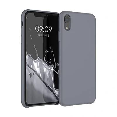 Abbildung von kwmobile Hülle kompatibel mit Apple iPhone XR Silikon Handy Case Handyhülle weiche Oberfläche kabelloses Laden Stone Dust