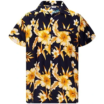 Abbildung von King Kameha Hawaiihemd Mono Flowers Funky Hawaii Hemd Herren Kurzarm Front Tasche Unisex