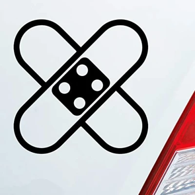 Abbildung von Hellweg Druckerei Pflaster Tuning Crash Medizin Auto Aufkleber Sticker Heckscheibenaufkleber