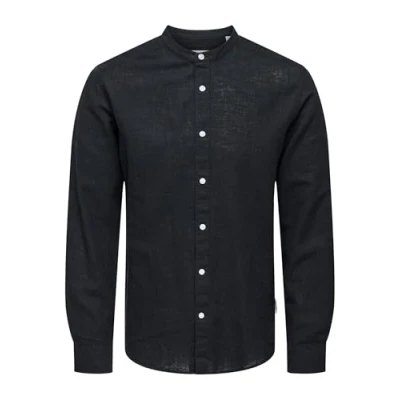 Abbildung von Only &amp; Sons Onscaiden MAO Hemd, Herren, Größe: Small, Schwarz