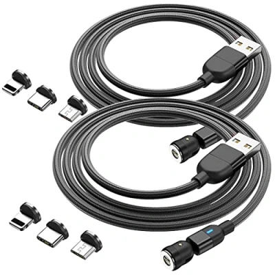 Abbildung von Callstel Magnetkabel: 2er Set USB Kabel mit 6 Magnet Stecker für C, Micro USB, Lightning (Magnetische Ladekabel, Ladekabel Lightning, Handy Ladestation)