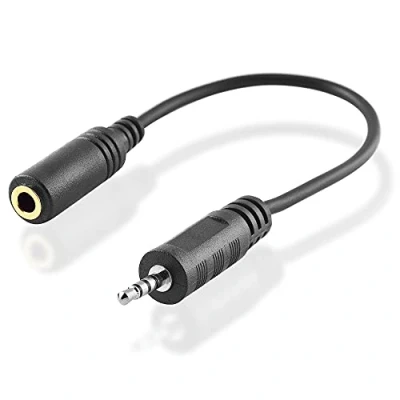 Abbildung von BestPlug 20cm Audio Stereo Kabel Adapter Aux in Out, 3,5mm Klinke Buchse Kupplung weiblich auf 2,5mm Stecker männlich, Schwarz