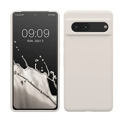 Abbildung von kwmobile Hülle kompatibel mit Google Pixel 7 Silikon Handy Case Handyhülle weiche Oberfläche kabelloses Laden Weiß matt