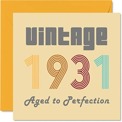 Abbildung von Geburtstagskarten zum 93. Geburtstag für Männer und Frauen Vintage 1931 Aged To Perfection 93 Lustig Sie Ihn 145 mm x Glückwunschkarten