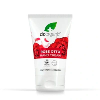 Abbildung von Dr Organic Rose Otto Hand &amp; Nagelcreme, Feuchtigkeitsspendend, Regenerierend, Für Männer, Frauen, Natürlich, Vegetarisch, Tierversuchsfrei, Paraben SLS frei, Recycelt Recyclebar, Bio, 125ml