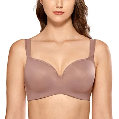 Abbildung von DELIMIRA Damen T Shirt BH mit Bügel Nahtloser Große Größen Gepolstert Mochaccino 85E